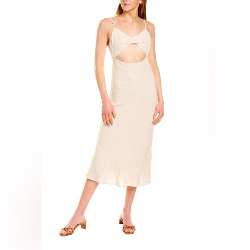 Destinaire Cream Midi Cut Out Dress